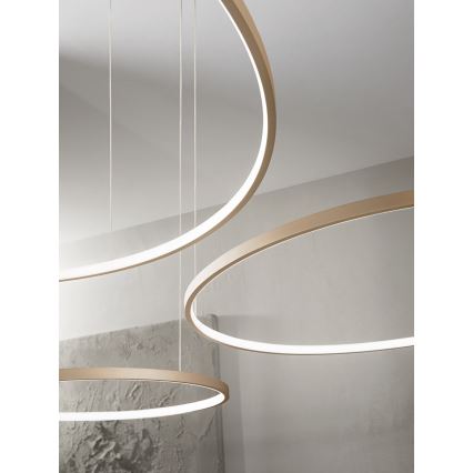 Ondaluce - Suspension LED dimmable sur câble SOEL LED/38W/230V Ø 80 cm dorée