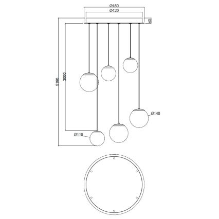 Ondaluce - Suspension LED sur câble SANTOS LED/48W/230V Ø 45 cm doré/blanc