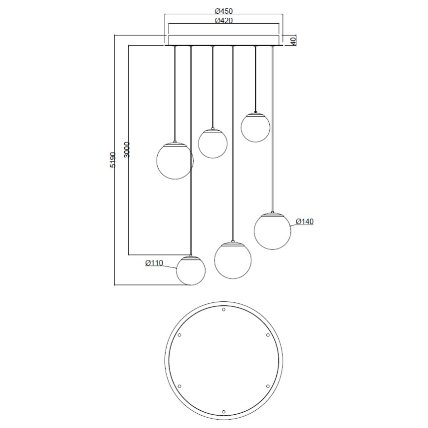 Ondaluce - Suspension LED sur câble SANTOS LED/48W/230V Ø 45 cm doré/blanc