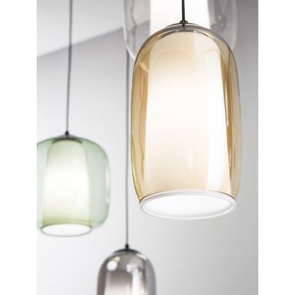 Ondaluce - Suspension sur câble BONNIE 1xE27/15W/230V Ø 15,5 cm noir/beige fumé