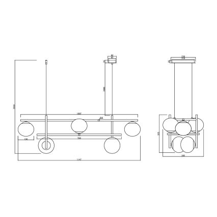 Ondaluce - Suspension sur câble JEWEL 6xE14/10W/230V noir/verre fumé
