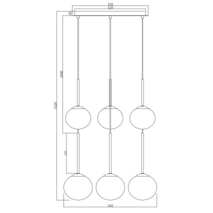 Ondaluce - Suspension sur câble JEWEL 6xE14/10W/230V Ø 55 cm noir/noir fumé