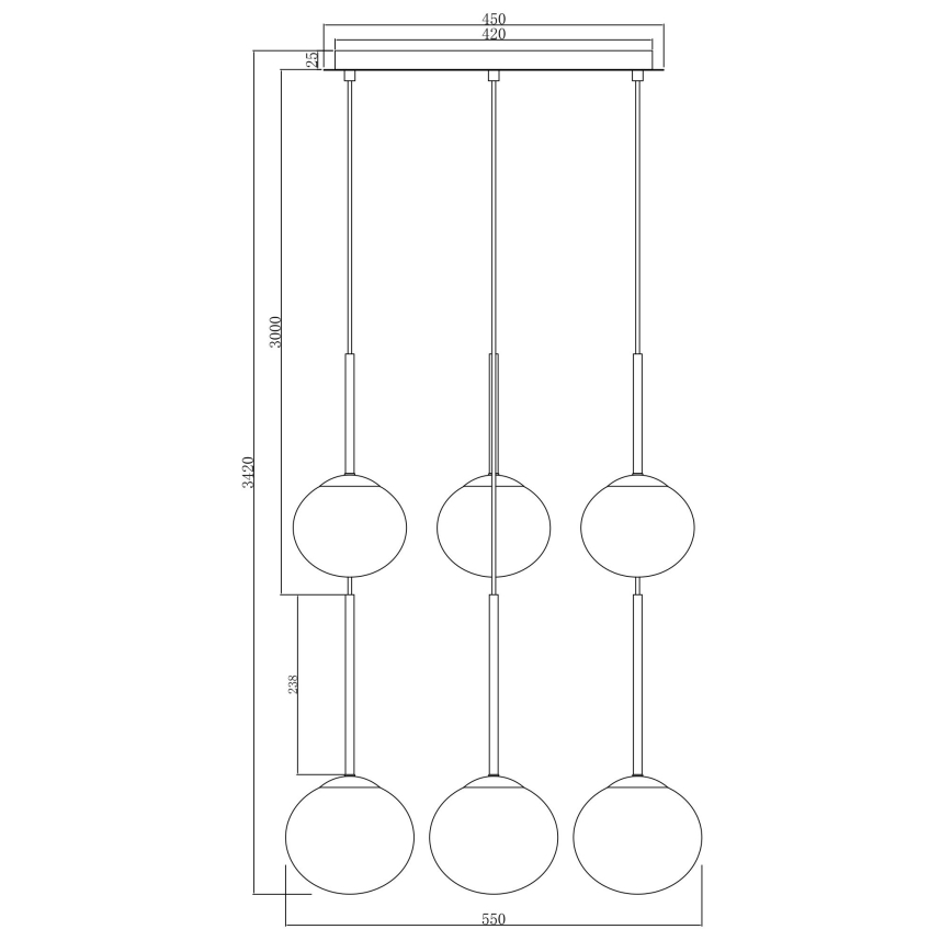 Ondaluce - Suspension sur câble JEWEL 6xE14/10W/230V Ø 55 cm noir/noir fumé