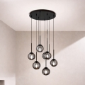 Ondaluce - Suspension sur câble JEWEL 8xE14/10W/230V Ø 70 cm noir fumé