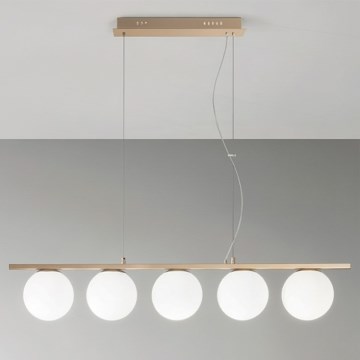 Ondaluce - Suspension sur câble MONILE 5xE14/10W/230V doré/blanc