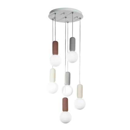 Ondaluce - Suspension sur câble ROCK 6xG9/7W/230V Ø 35 cm béton/marron/gris/blanc