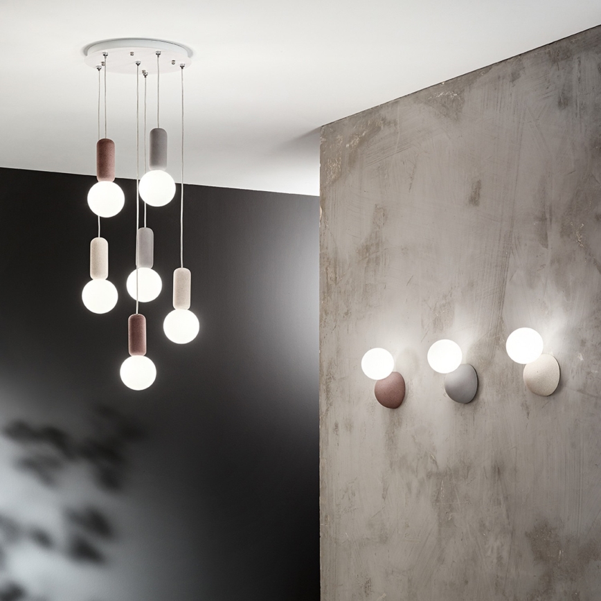 Ondaluce - Suspension sur câble ROCK 6xG9/7W/230V Ø 35 cm béton/marron/gris/blanc