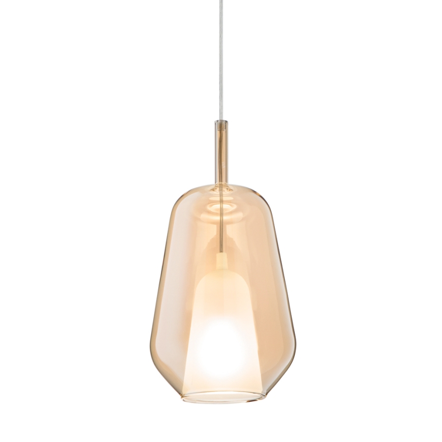 Ondaluce - Suspension sur câble THELMA 1 x E27 / 15 W / 230 V Ø 19 cm doré / beige fumé