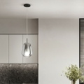 Ondaluce - Suspension sur câble THELMA 1xE27/15W/230V Ø 19 cm noir/gris fumé