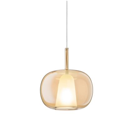 Ondaluce - Suspension sur câble THELMA 1xE27/15W/230V Ø 25 cm doré/beige fumé