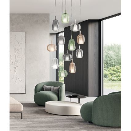 Ondaluce - Suspension sur câble THELMA 2xE27/15W/230V Ø 25 cm doré / beige fumé