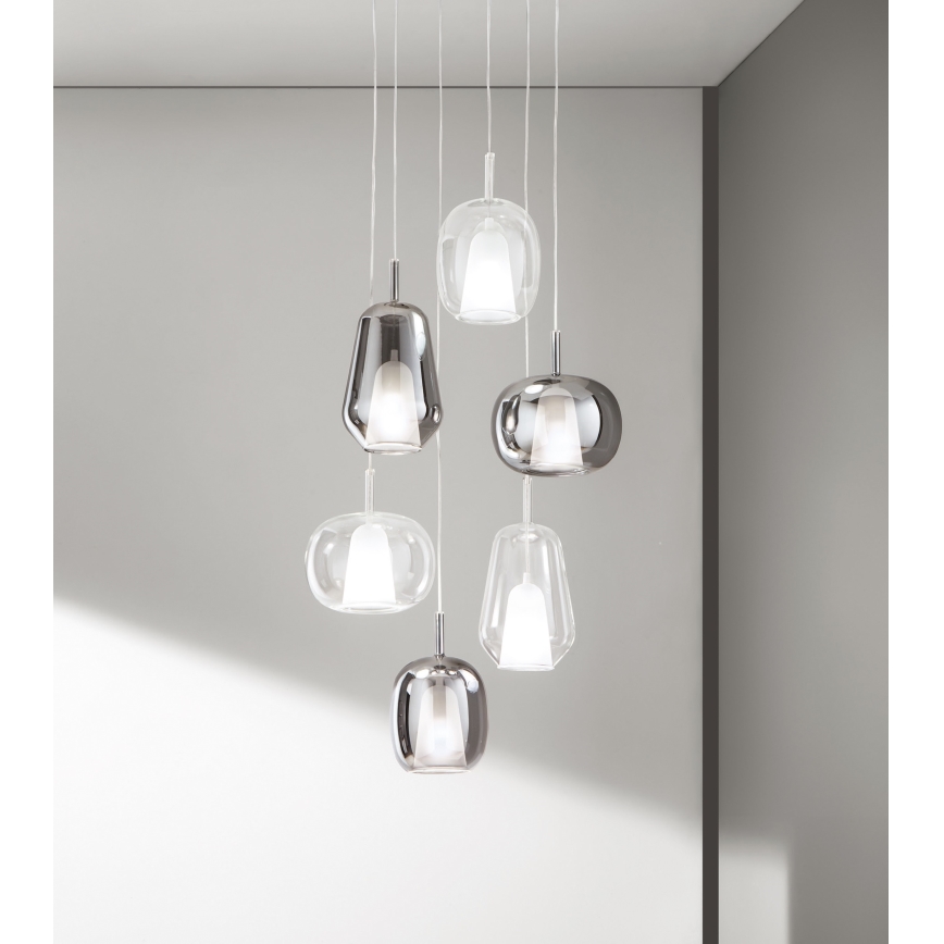 Ondaluce - Suspension sur câble THELMA 3xE27/15W/230V Ø 19,5 cm noir/gris fumé