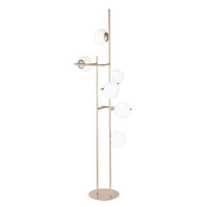 Ondaluce - Vloerlamp JEWEL 6xE14/10W/230V 166 cm goud/wit