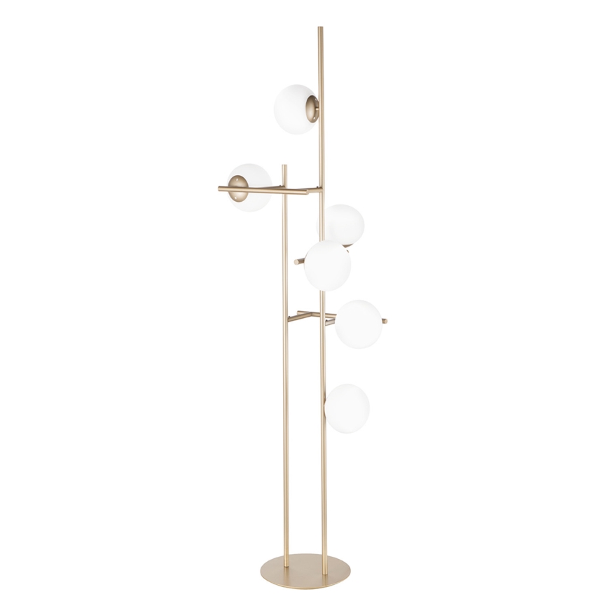 Ondaluce - Vloerlamp JEWEL 6xE14/10W/230V 166 cm goud/wit