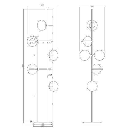 Ondaluce - Vloerlamp JEWEL 6xE14/10W/230V 166 cm goud/wit