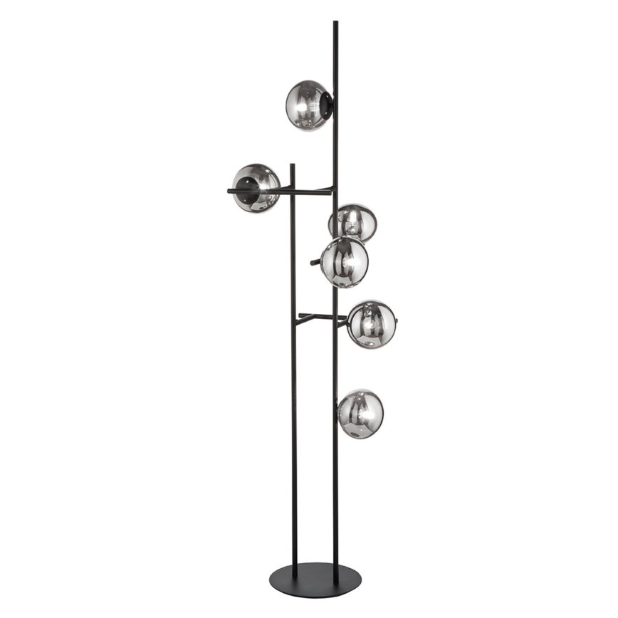 Ondaluce - Vloerlamp JEWEL 6xE14/10W/230V 166 cm zwart/rookzwart