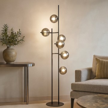 Ondaluce - Vloerlamp JEWEL 6xE14/10W/230V zwart/rookzwart