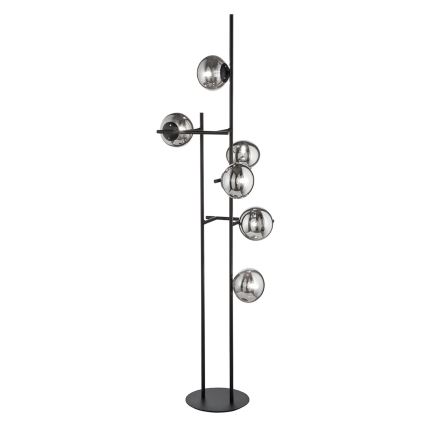 Ondaluce - Vloerlamp JEWEL 6xE14/10W/230V zwart/rookzwart