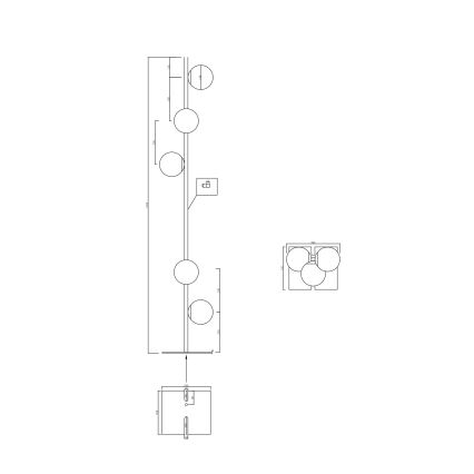 Ondaluce - Vloerlamp MONILE 5xE14/10W/230V 170 cm goud/wit