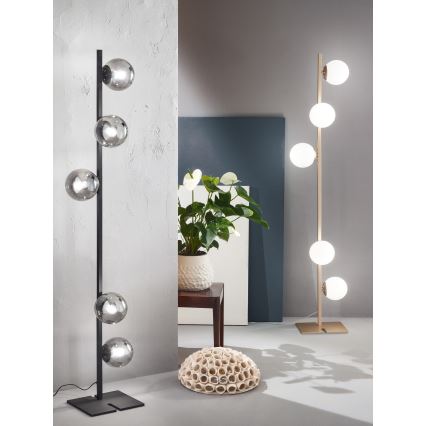 Ondaluce - Vloerlamp MONILE 5xE14/10W/230V 170 cm zwart/rookzwart