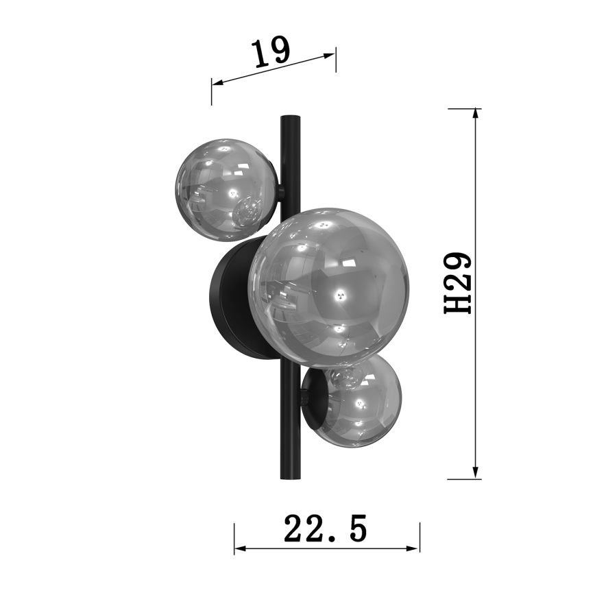 ONLI - Applique murale PALOMA 3xG9/10W/230V noir/fumé