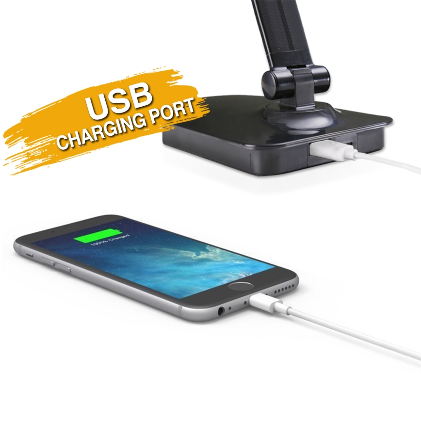 ONLI - Dimbare LED tafellamp met USB-poort DESKI LED/7W/230V 4000K zwart