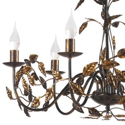 ONLI - Hanglamp aan een ketting COLLANA 6xE14/6W/230V brons/goud