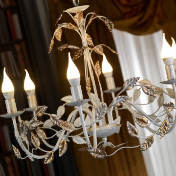 ONLI - Hanglamp aan een ketting COLLANA 6xE14/6W/230V wit/goud