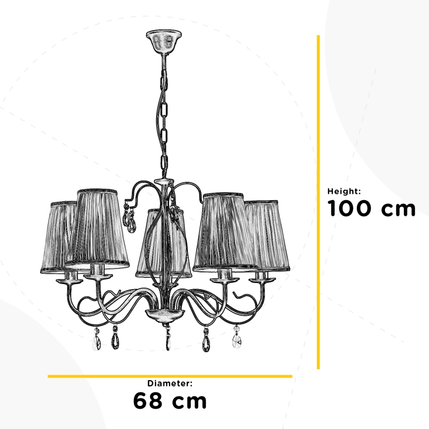 ONLI - Hanglamp aan een ketting DELIA 5xE14/6W/230V