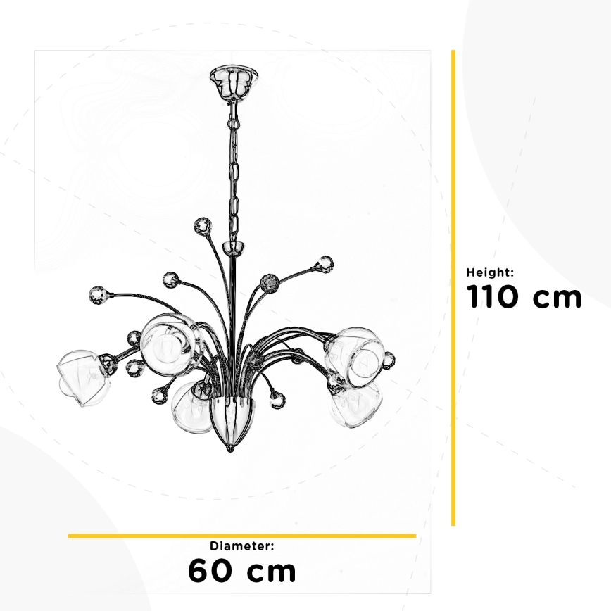 ONLI - Hanglamp aan een ketting DIAMANTE 5xE14/6W/230V
