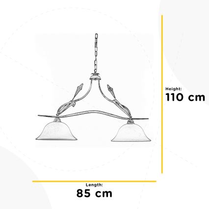 ONLI - Hanglamp aan een ketting LUCREZIA 2xE27/22W/230V crème