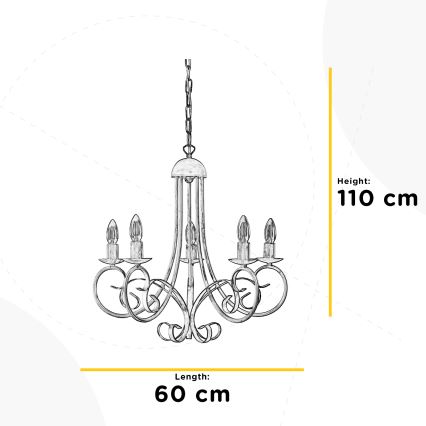 ONLI - Hanglamp aan een ketting POMPEI 5xE14/6W/320V crème