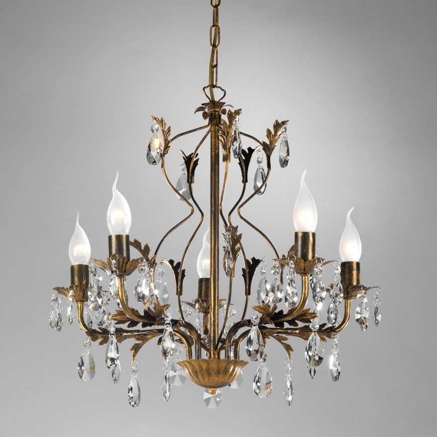 ONLI - Hanglamp aan een ketting TERESA 5xE14/6W/230V brons