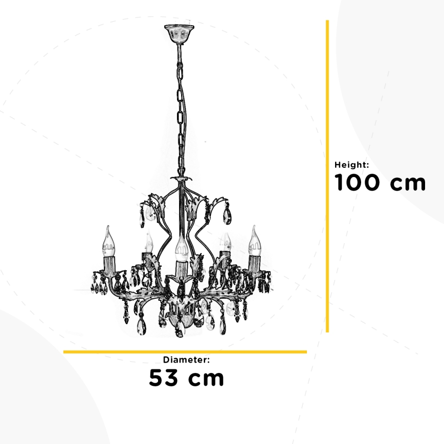 ONLI - Hanglamp aan een ketting TERESA 5xE14/6W/230V wit