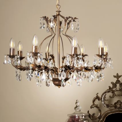 ONLI - Hanglamp aan een ketting TERESA 8xE14/6W/230V brons