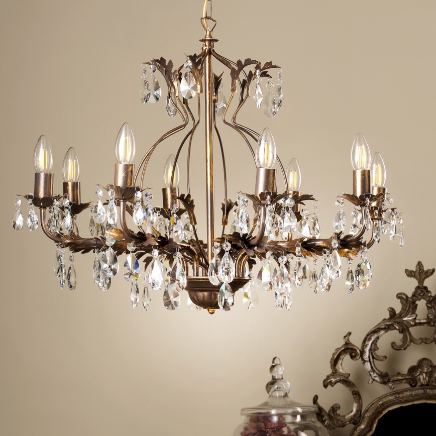 ONLI - Hanglamp aan een ketting TERESA 8xE14/6W/230V brons