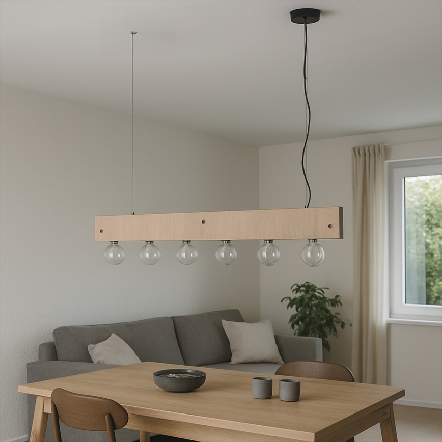 ONLI - Hanglamp aan een koord ARGO 6xE27/22W/230V beige
