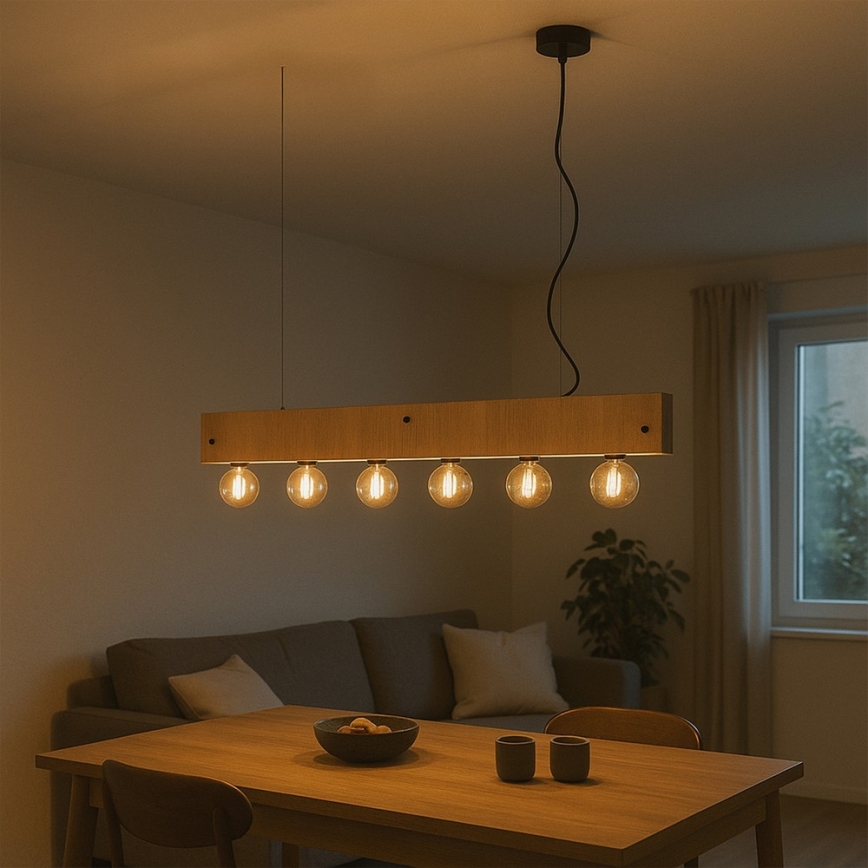 ONLI - Hanglamp aan een koord ARGO 6xE27/22W/230V beige