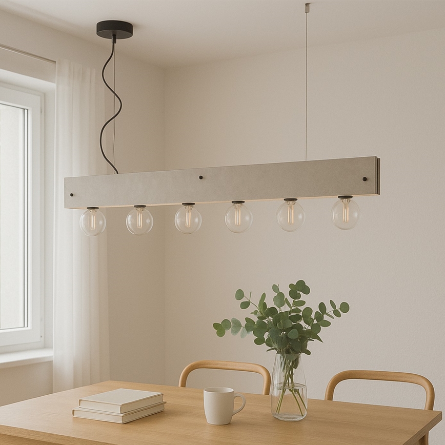 ONLI - Hanglamp aan een koord ARGO 6xE27/22W/230V grijs