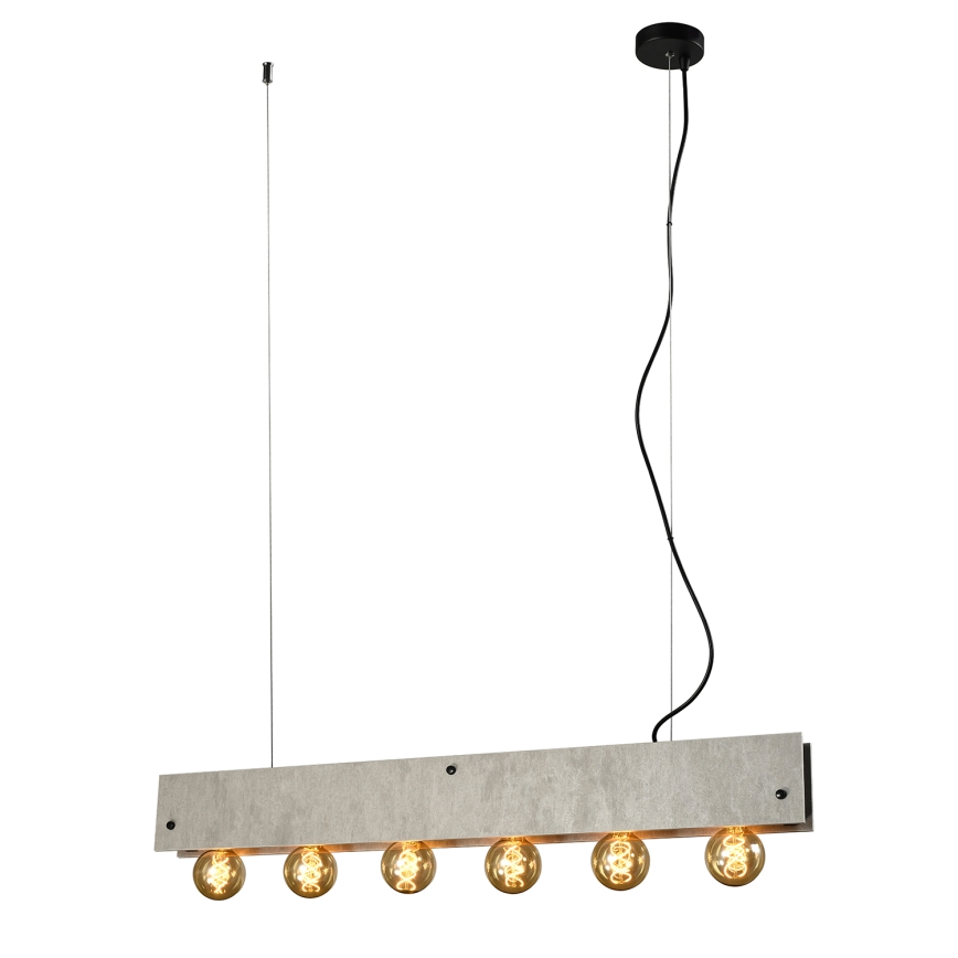 ONLI - Hanglamp aan een koord ARGO 6xE27/22W/230V grijs