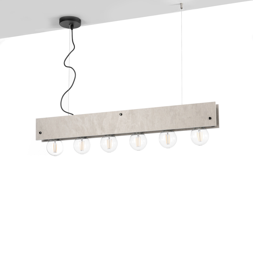 ONLI - Hanglamp aan een koord ARGO 6xE27/22W/230V grijs