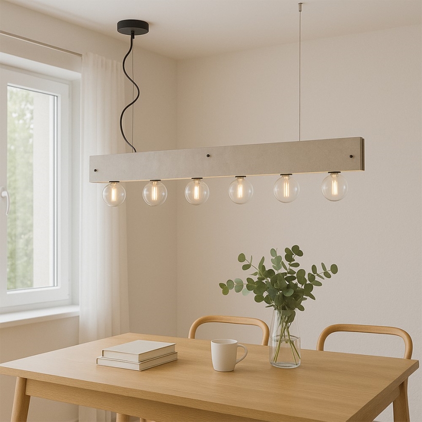 ONLI - Hanglamp aan een koord ARGO 6xE27/22W/230V grijs