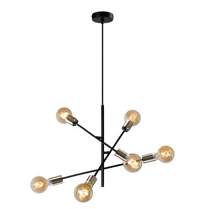 ONLI - Hanglamp aan een koord CROSS 6xE27/22W/230V zwart/messing