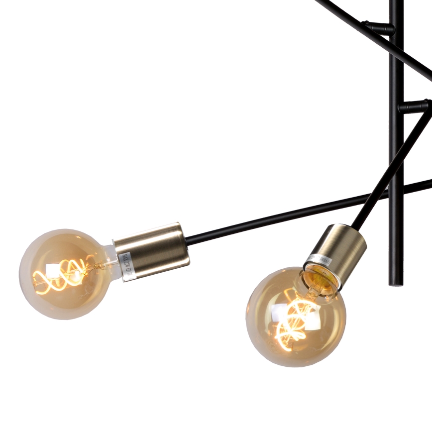 ONLI - Hanglamp aan een koord CROSS 6xE27/22W/230V zwart/messing