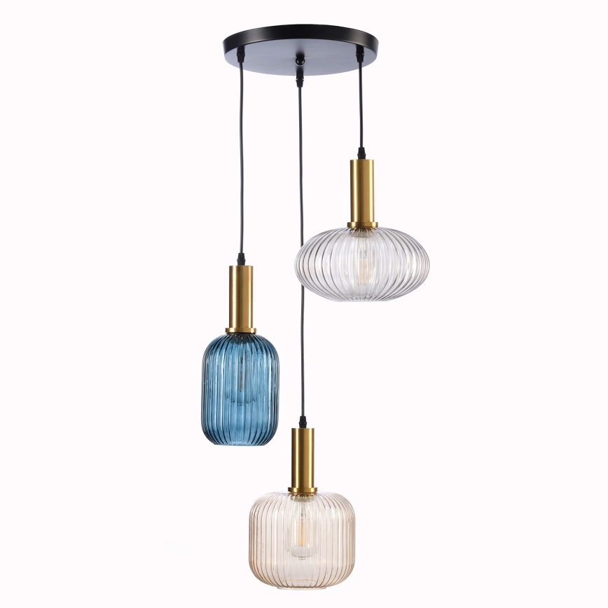 ONLI - Hanglamp aan een koord DOROTY 1xE27/22W/230V blauw/goud