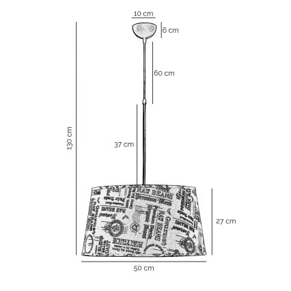 ONLI - Hanglamp aan een koord MAIDA 1xE27/15W/230V diameter 50 cm bruin