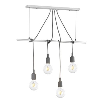 ONLI - Hanglamp aan een koord WIRE 4xE27/15W/230V grijs/wit