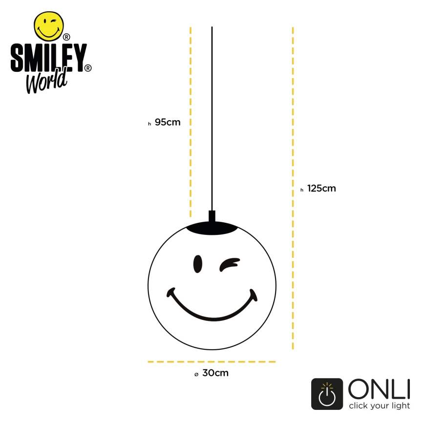 ONLI - Kinderhanglamp aan snoer SMILEY 1xE27/15W/230V wit
