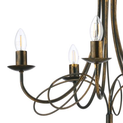 ONLI - Kroonluchter aan ketting MILVIA 5xE14/6W/230V bronskleurig