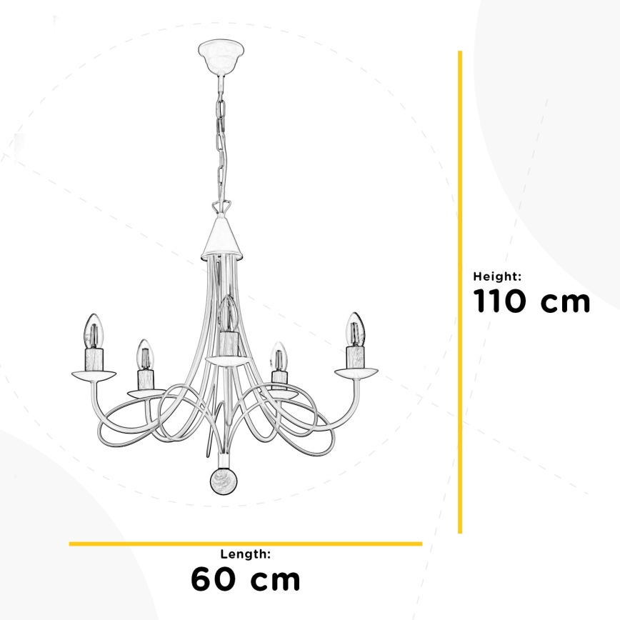 ONLI - Kroonluchter aan ketting MILVIA 5xE14/6W/230V bronskleurig